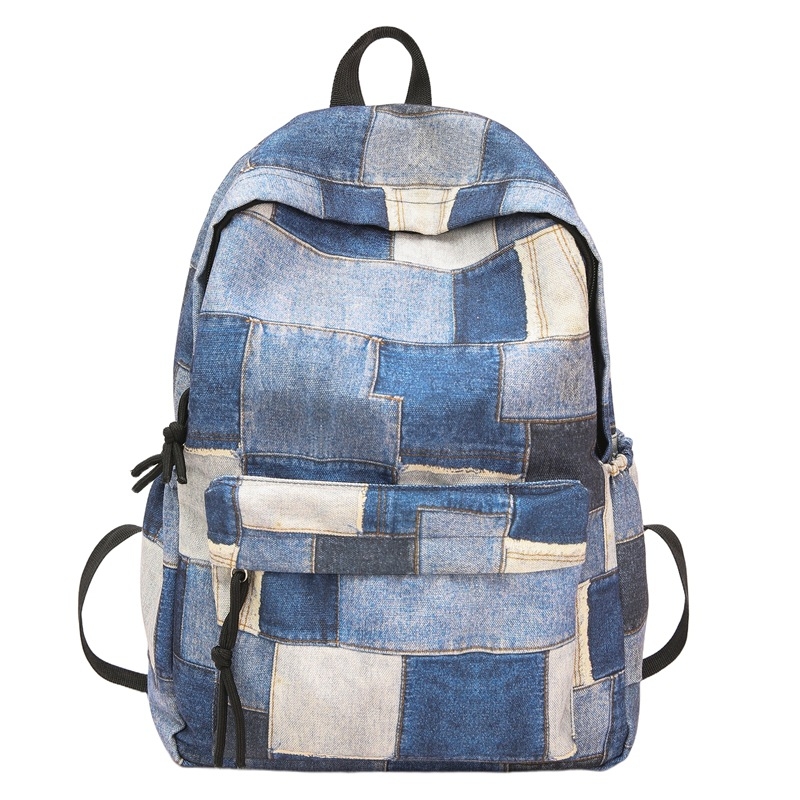 Uniszex denim graffiti hátizsák, 20–35 L, nagy kapacitás mindennapi és iskolai használatra, 16 hüvelykes laptophoz illeszkedik