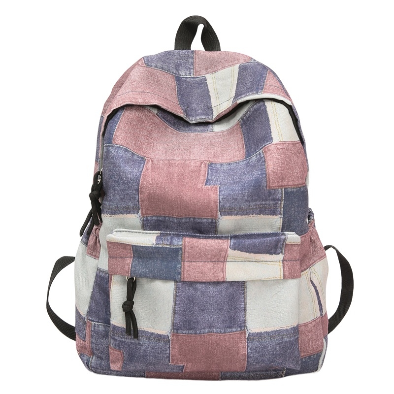 Uniszex denim graffiti hátizsák, 20–35 L, nagy kapacitás mindennapi és iskolai használatra, 16 hüvelykes laptophoz illeszkedik
