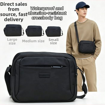 Geantă crossbody pentru bărbați, stil casual-business, din nailon impermeabil, buzunar pentru telefon, compatibilă cu tabletă de 8 inci