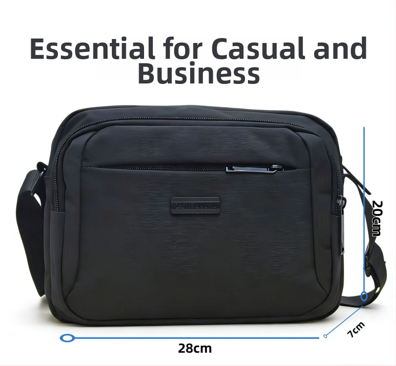 Geantă crossbody pentru bărbați, stil casual-business, din nailon impermeabil, buzunar pentru telefon, compatibilă cu tabletă de 8 inci