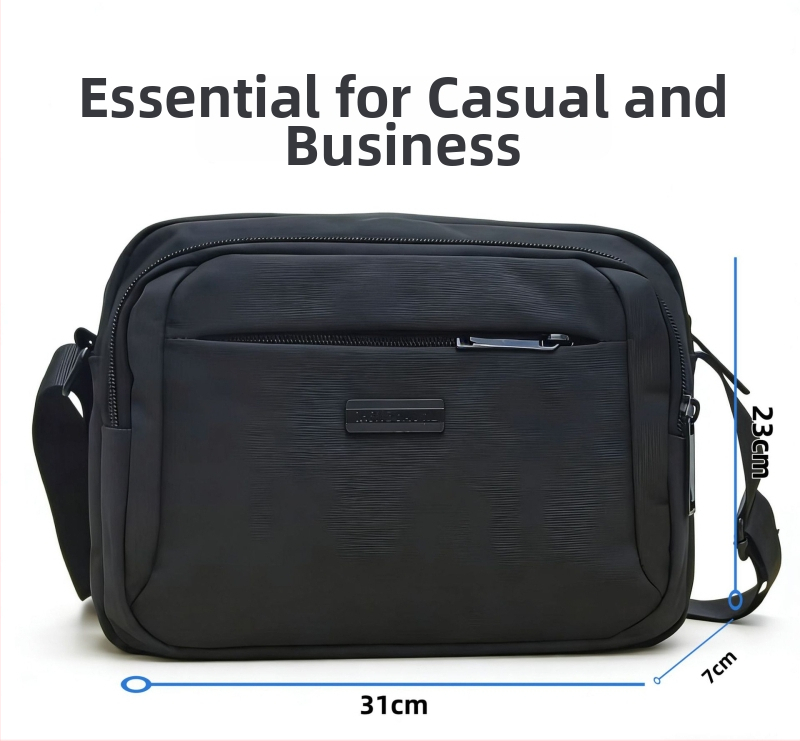 Geantă crossbody pentru bărbați, stil casual-business, din nailon impermeabil, buzunar pentru telefon, compatibilă cu tabletă de 8 inci