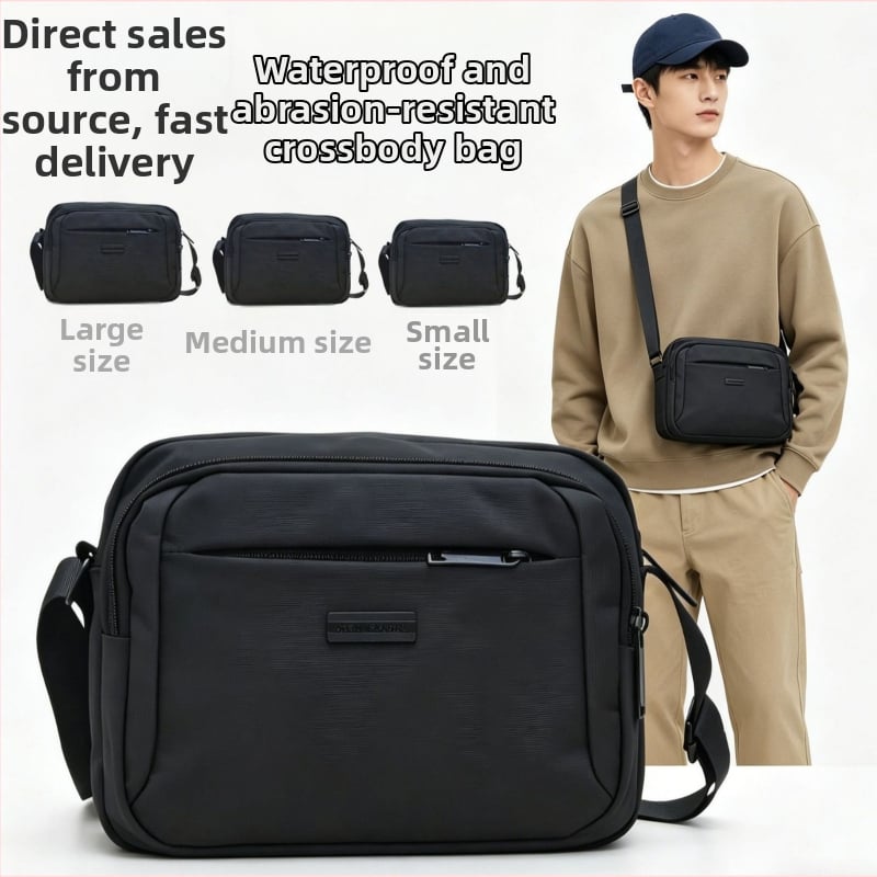 Geantă crossbody pentru bărbați, stil casual-business, din nailon impermeabil, buzunar pentru telefon, compatibilă cu tabletă de 8 inci