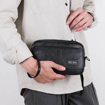 Geantă de umăr pentru bărbați, capacitate mare, casual, impermeabilă și rezistentă la uzură, crossbody cu logo, stil business casual.