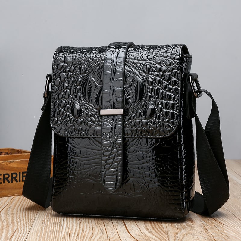 Simac Geantă de umăr pentru bărbați, model crocodil, crossbody, pentru laptop de 8 inch, ușoară, impermeabilă, pentru muncă și călătorii
