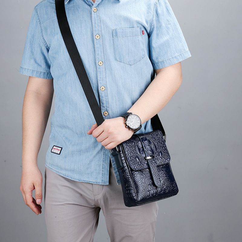 Simac Geantă de umăr pentru bărbați, model crocodil, crossbody, pentru laptop de 8 inch, ușoară, impermeabilă, pentru muncă și călătorii