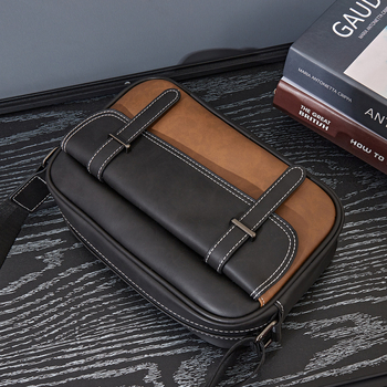 Fairy Wood 2025 geantă crossbody pentru bărbați, PU impermeabil, modă retro
