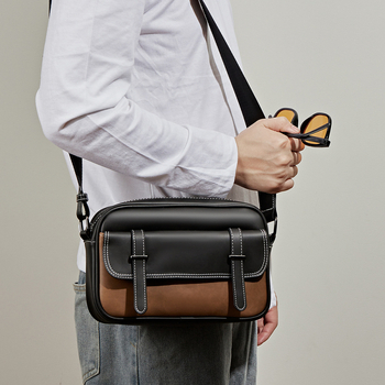 Fairy Wood 2025 geantă crossbody pentru bărbați, PU impermeabil, modă retro