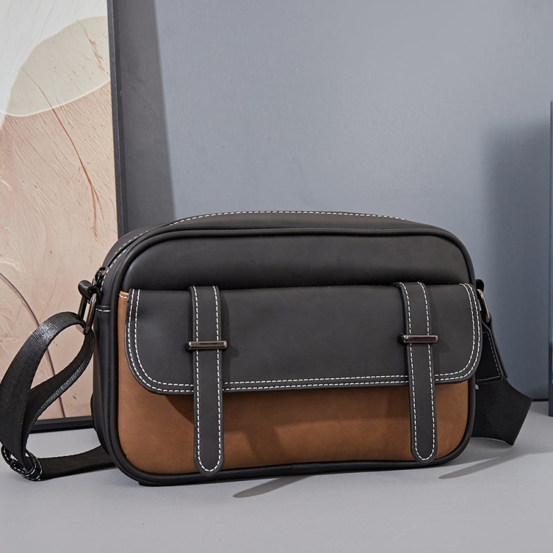 Fairy Wood 2025 geantă crossbody pentru bărbați, PU impermeabil, modă retro