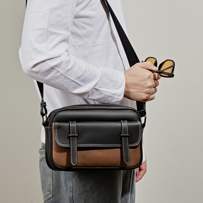Fairy Wood 2025 geantă crossbody pentru bărbați, PU impermeabil, modă retro