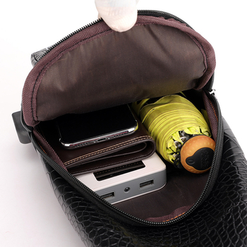 Geantă pentru bărbați cu model crocodil, stil casual coreean, crossbody
