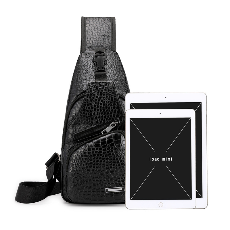 Geantă pentru bărbați cu model crocodil, stil casual coreean, crossbody