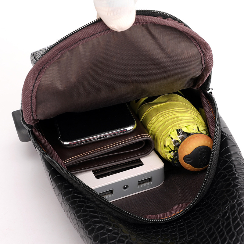 Geantă pentru bărbați cu model crocodil, stil casual coreean, crossbody