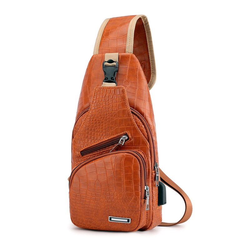 Geantă pentru bărbați cu model crocodil, stil casual coreean, crossbody