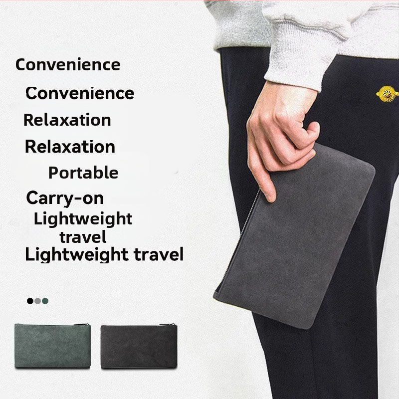 Geantă clutch pentru bărbați, din piele moale, capacitate mare, stil plic elegant