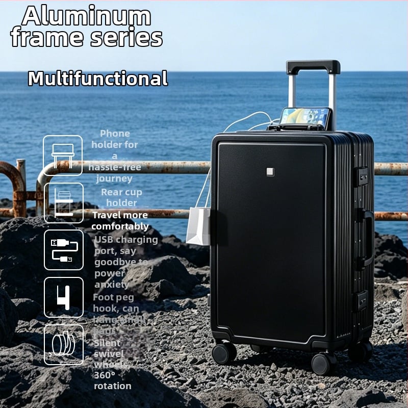 Valiză cu șasiu din aluminiu, 24 inch capacitate mare, 20 inch cu încuietoare de combinație și roți universale, durabilă