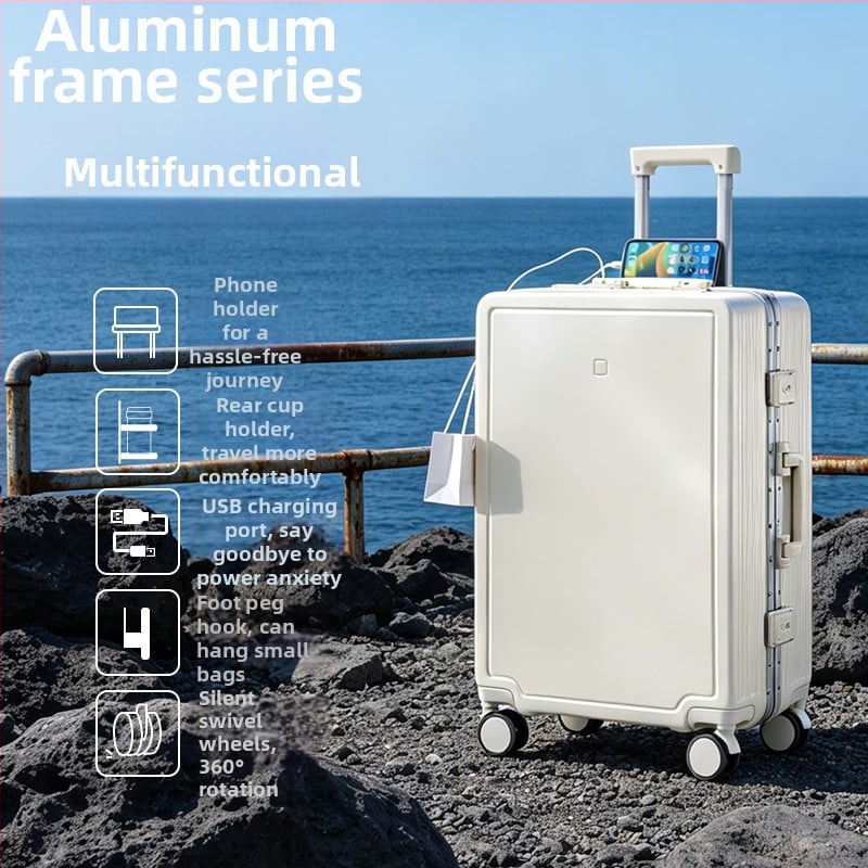 Valiză cu șasiu din aluminiu, 24 inch capacitate mare, 20 inch cu încuietoare de combinație și roți universale, durabilă