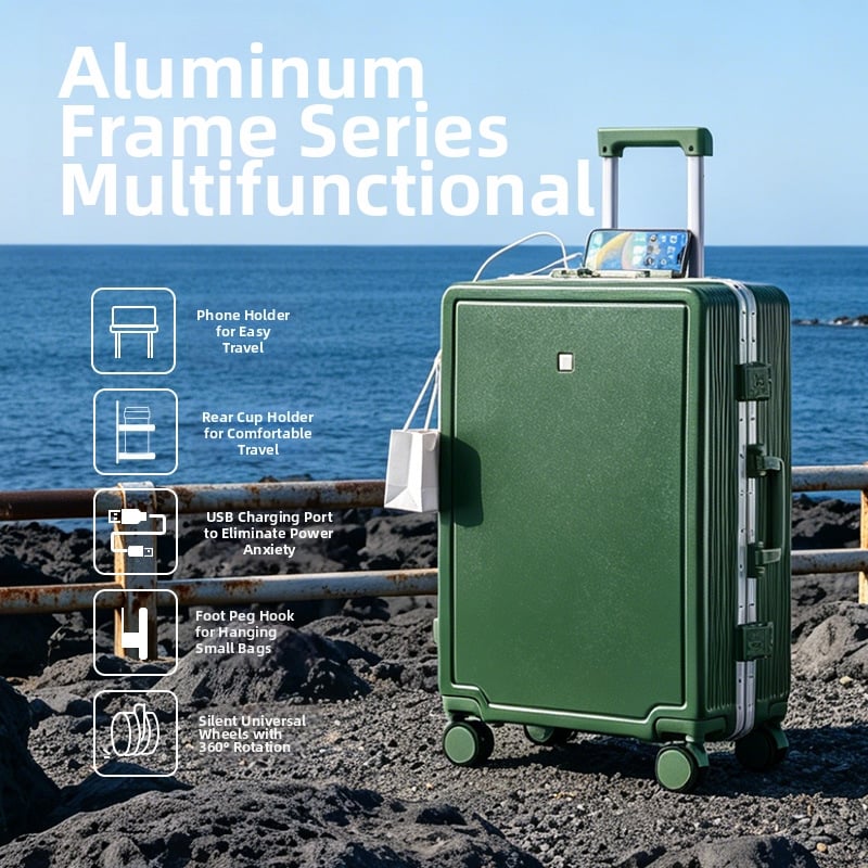 Valiză cu șasiu din aluminiu, 24 inch capacitate mare, 20 inch cu încuietoare de combinație și roți universale, durabilă