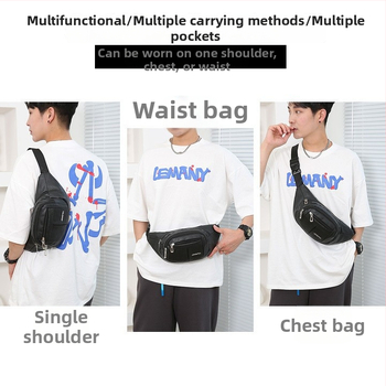 Geantă de talie din PU pentru bărbați, antifurt, stil business, 34×10×13 cm, potrivită pentru laptop de 8 inch