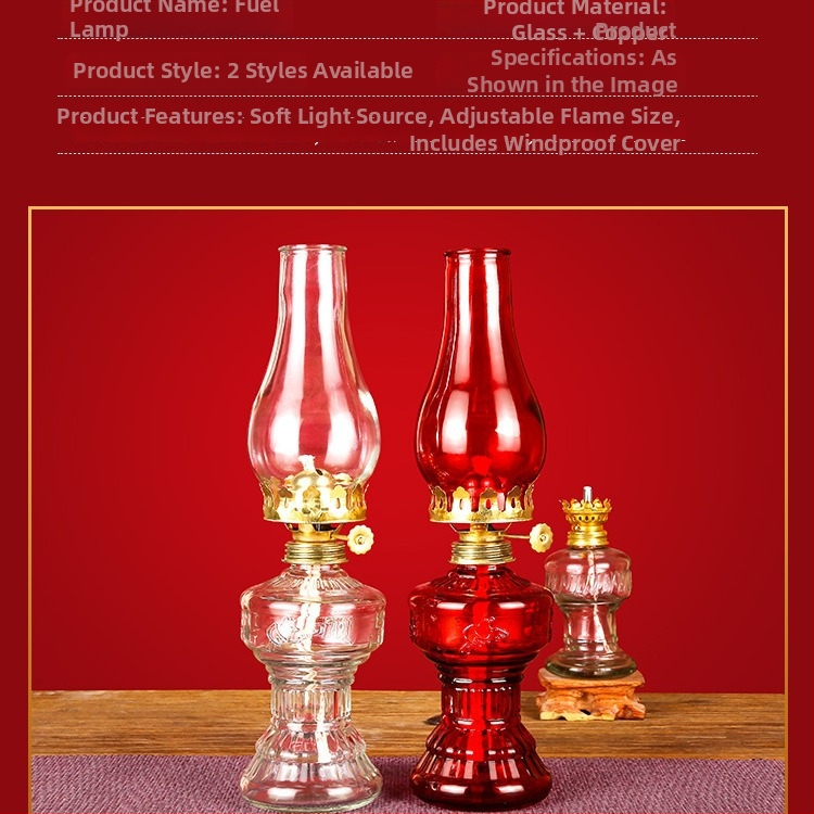 Vonkajšia retro veľká petrolejová lampa so skleneným tienidlom na kempovanie