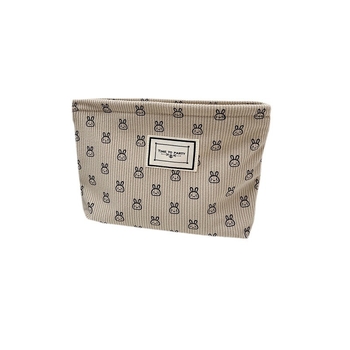 Corduroy virágmintás sminktáska, kompakt utazáshoz, retro női clutch, nagy kapacitású
