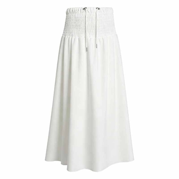 Kismamák számára tervezett drapírozott ice silk midi szoknya, nyár 2026, elegáns
