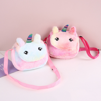 Gyerekeknek való plüss tie-dye unikornis crossbody táska, mini, aranyos, mindennapi használatra