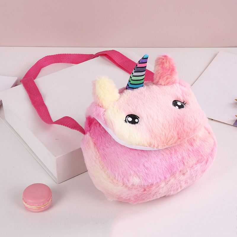 Gyerekeknek való plüss tie-dye unikornis crossbody táska, mini, aranyos, mindennapi használatra