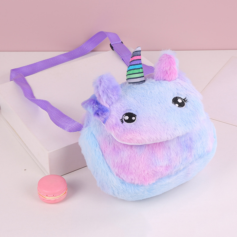 Gyerekeknek való plüss tie-dye unikornis crossbody táska, mini, aranyos, mindennapi használatra