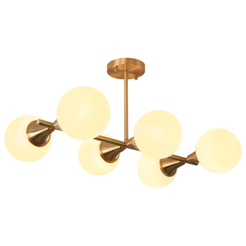 Téglalap alakú réz csillár, skandináv posztmodern design, LED többfejű függőlámpa