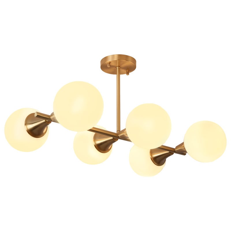 Téglalap alakú réz csillár, skandináv posztmodern design, LED többfejű függőlámpa