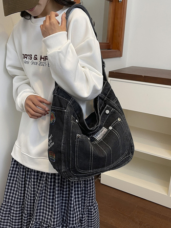 Geantă mică de canvas pentru femei, geantă crossbody, design de nișă, vara 2026, inspirație denim, stil casual artistic