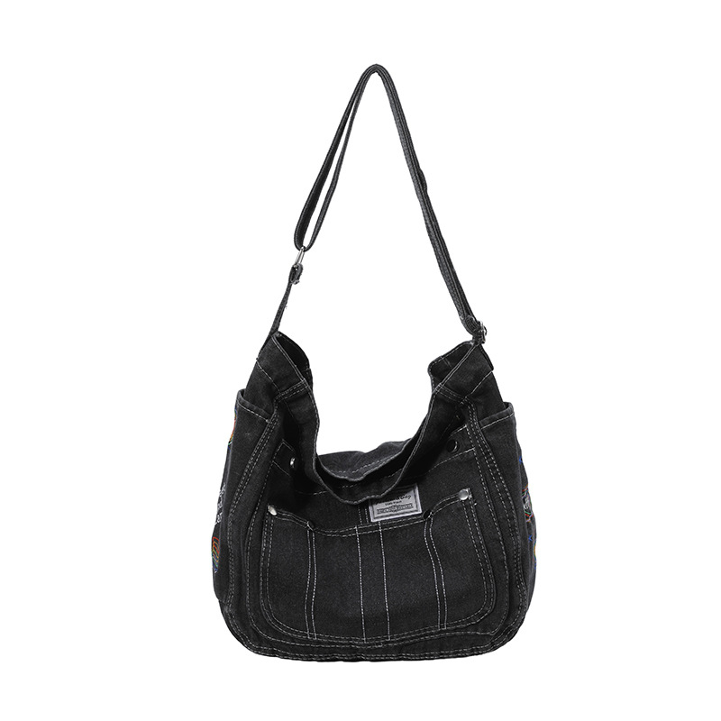 Geantă mică de canvas pentru femei, geantă crossbody, design de nișă, vara 2026, inspirație denim, stil casual artistic