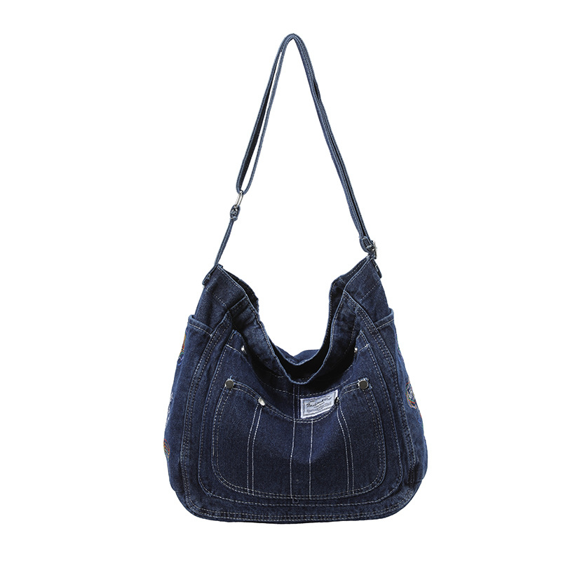 Geantă mică de canvas pentru femei, geantă crossbody, design de nișă, vara 2026, inspirație denim, stil casual artistic