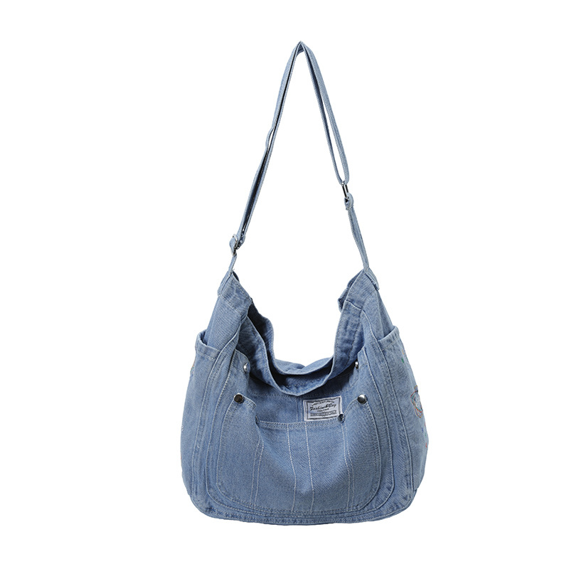 Geantă mică de canvas pentru femei, geantă crossbody, design de nișă, vara 2026, inspirație denim, stil casual artistic