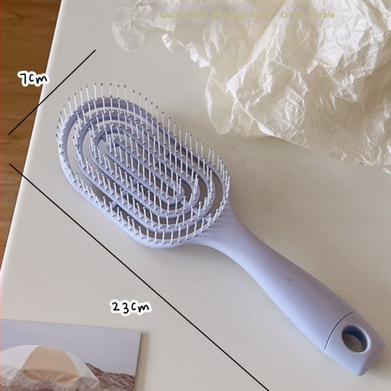 Pieptene de masaj pentru păr, în formă de macaron, cu spate decupat și design canelat, pentru îndreptare și ondulare, volum pufoas, ABS, peste 20 cm