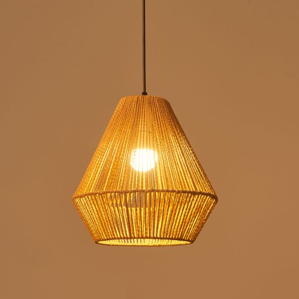 Viseći luster od ratana u antičkom stilu, sjenilo od prirodne konopne užadi, LED, 220V; pogodan za blagovaonu, čajanu i butik prostore