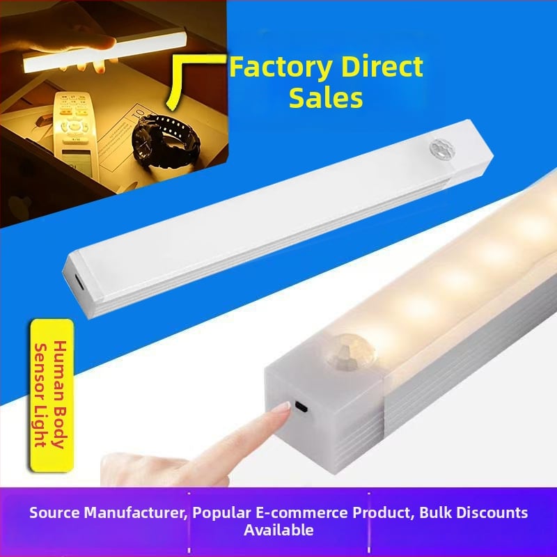 LED mozgásérzékelős világítás a szekrényhez, USB-töltés, hosszú fénycsík éjjeli fényként