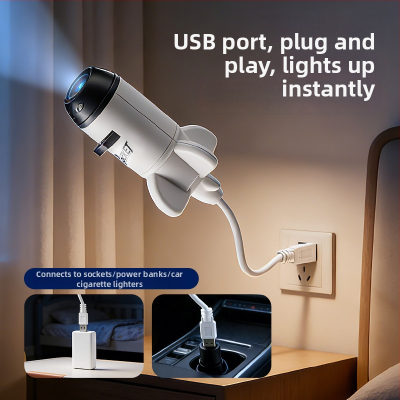 Nočné LED svetlo napájané z USB s 360° otočným projektorom hviezdnej oblohy pre atmosféru spálne
