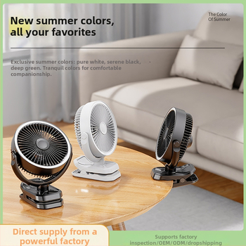Klip ventilátor kempinghez és irodához beépített fénnyel, USB töltésű, 3 sebesség