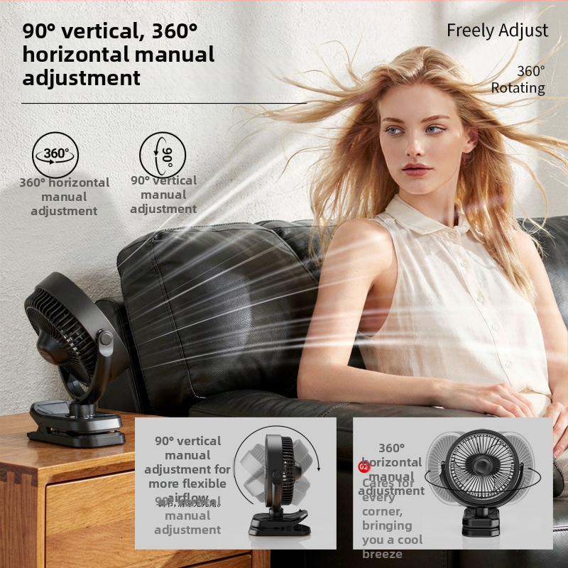 Klip ventilátor kempinghez és irodához beépített fénnyel, USB töltésű, 3 sebesség