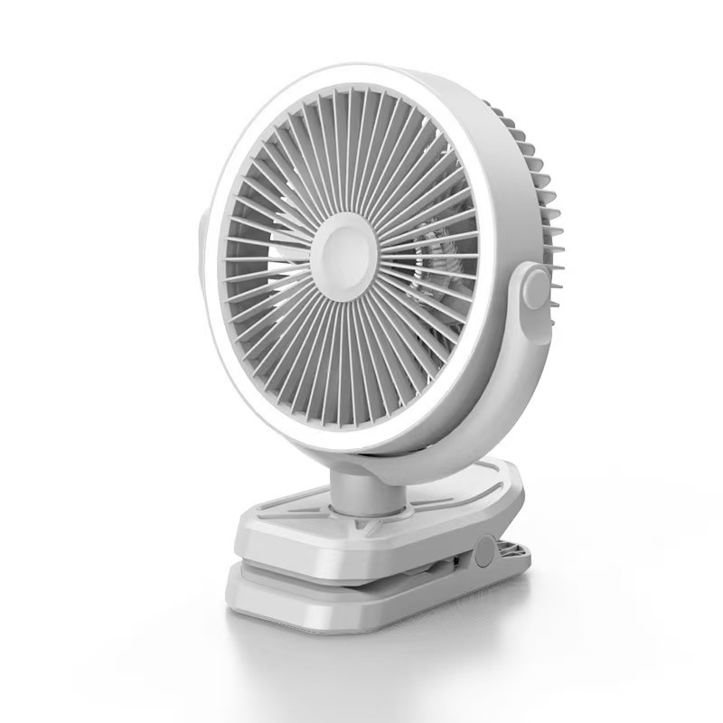 Klip ventilátor kempinghez és irodához beépített fénnyel, USB töltésű, 3 sebesség