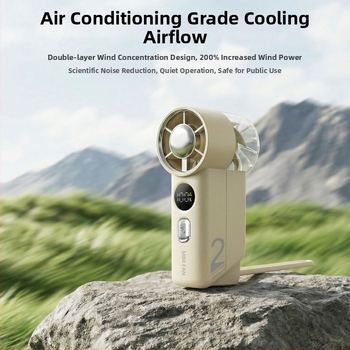 Mini ručný ventilátor, tichý, nabíjateľný cez USB, prenosný, 5-lopatkový bezkefkový motor, vstavaná batéria 1200–2000 mAh