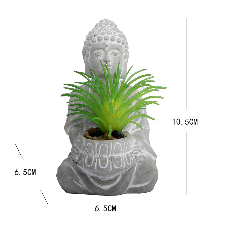 Kreatív mini elefánt szukkulens cserép asztali dekorációval, Buddha fej és bagoly alakú virágtartó