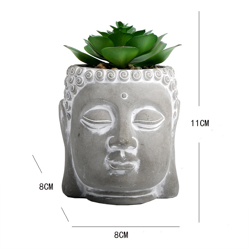 Kreatív mini elefánt szukkulens cserép asztali dekorációval, Buddha fej és bagoly alakú virágtartó