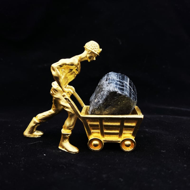 Természetes ametiszt kristályból készült bányász figura, illatosító kővel és demagnetizáló kővel – DIY gyűjtemény dekor