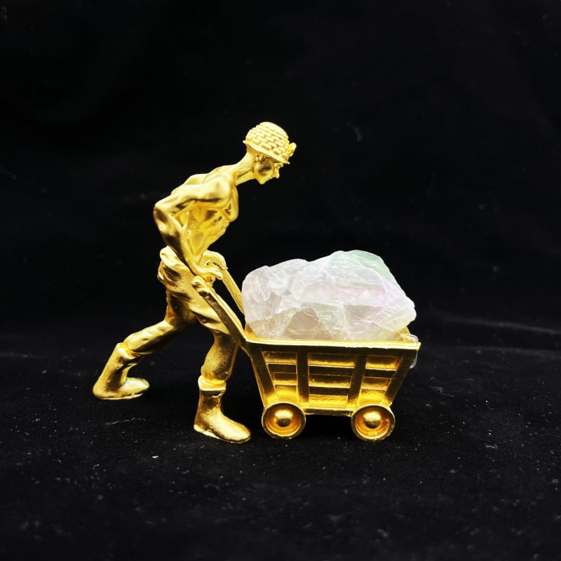 Természetes ametiszt kristályból készült bányász figura, illatosító kővel és demagnetizáló kővel – DIY gyűjtemény dekor