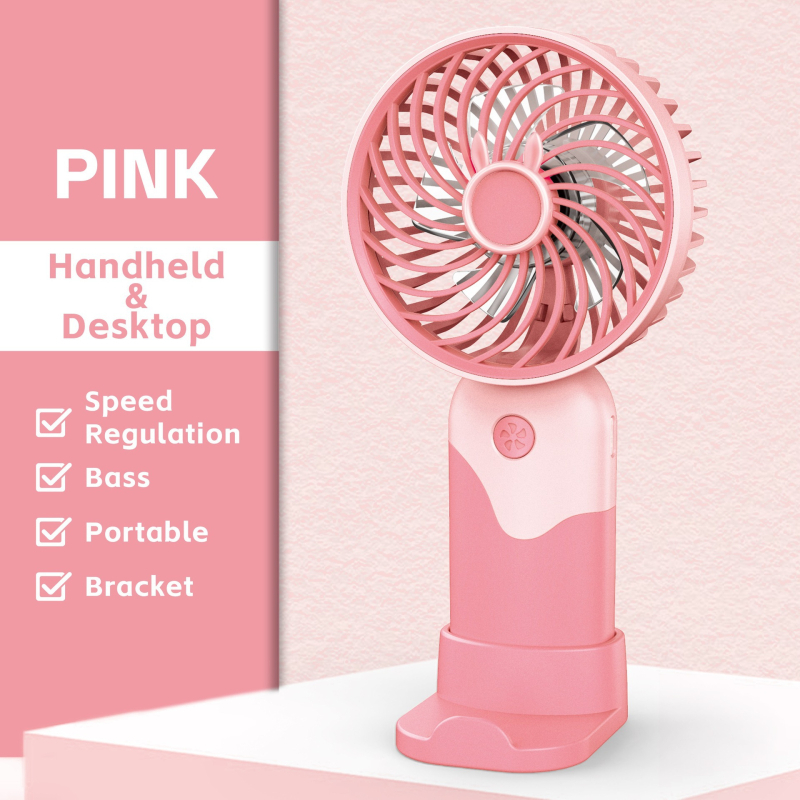 Mini ručný USB ventilátor s kresleným motívom a vstavanou batériou – prenosný 3-rýchlostný ventilátor (7,5 × 6 × 17 cm)