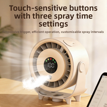 Zvlhčovací stolový ventilátor s rozprašovačom a bezkefkovým motorom s USB nabíjaním, kompaktný elektrický ventilátor, model 2026
