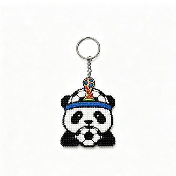 Akril kulcstartó argentinai panda a Világbajnokság témájában, rajzfilmszerű panda függő