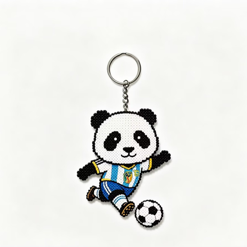 Akril kulcstartó argentinai panda a Világbajnokság témájában, rajzfilmszerű panda függő